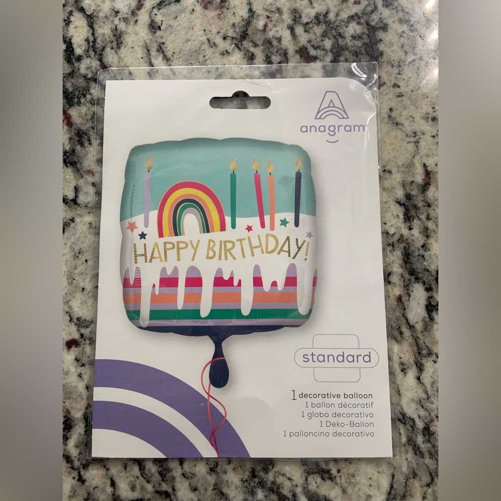 Anagram Happy Birthday Rainbow Cake Foil Balloon- BNWT